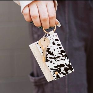 Lexie Leather Cardholder with Snap- White Leopard